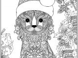 Coloriage De Noel Adulte A Imprimer Joli Chat Et son Chapeau De Père Noël Noël Coloriages