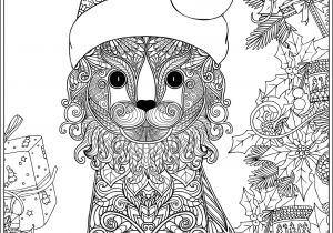 Coloriage De Noel Adulte A Imprimer Joli Chat Et son Chapeau De Père Noël Noël Coloriages