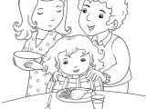 Coloriage De Nourriture A Colorier Des Parents Donnant   Manger   Leur Petite Fille