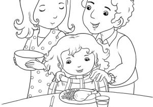 Coloriage De Nourriture A Colorier Des Parents Donnant   Manger   Leur Petite Fille