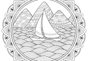 Coloriage De Paysage De Mer Doodle Pattern In Black and White Landscape Pattern for