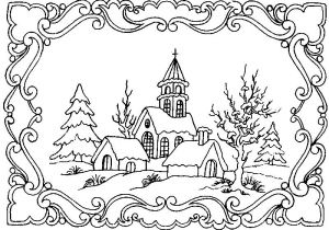 Coloriage De Paysage Pour Adulte Kleuren Voor Volwassenen Winter Kleurplaten "winter"