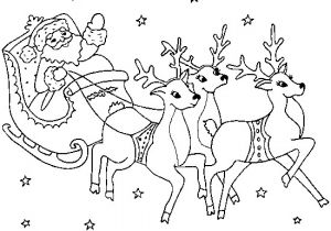 Coloriage De Pere Noel Avec Ses Rennes Renos De Navidad Para Imprimir Sketch Coloring Page