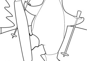 Coloriage De Skieur Coloriage Amusant Un Pingouin Sur Des Skis Un Dessin Super Dr´le
