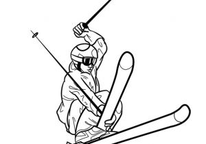Coloriage De Skieur Image D Un Skieur Bien équipé Réalisant Une Belle Figure   Colorier