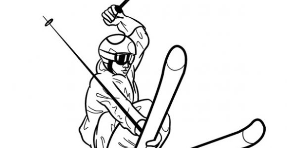 Coloriage De Skieur Image D Un Skieur Bien équipé Réalisant Une Belle Figure   Colorier