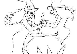 Coloriage De sorcière D Halloween Coloriage D Halloween 2 sorcières Au Chaudron