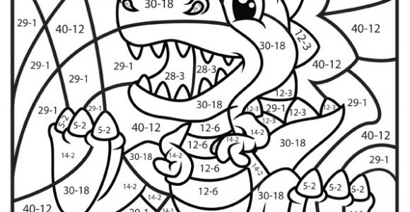 Coloriage De T Rex Un Mini T Rex   Colorier tout En Apprenant La soustraction