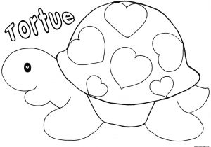 Coloriage De tortue Gratuit Coloriage tortue Avec Des Coeurs Saint Valentin