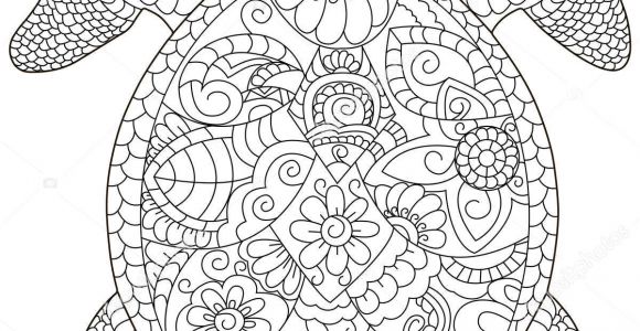 Coloriage De tortue Gratuit tortue De Mer Vector De Coloriage Pour Adultes — Image