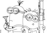 Coloriage Des Minions Gratuit Two Minions Armed From the Movie Despicable Me 2 Coloring Page