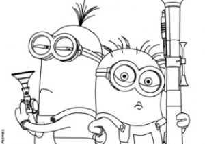 Coloriage Des Minions Gratuit Two Minions Armed From the Movie Despicable Me 2 Coloring Page