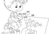 Coloriage Enfant Qui Dessine Coloriage Un Enfant Et son Dessin De Noël Tipirate