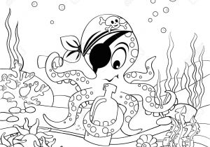 Coloriage Fond sous Marin Pulpe Pirate De Bande Dessinée Avec Bouteille Monde sous Marin