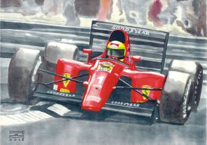 Coloriage formule 1 Red Bull Ayrton Senna Driving Ferrari 642 During 1991 Fia formula 1