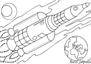 Coloriage Fusee Espace Coloriage Fusée Avec La Terre Sans Dépasser