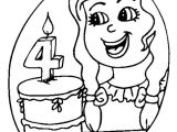 Coloriage Gateau 4 Ans A Colorier La Fillette Qui Va souffler La Bougie Pour Ses 4