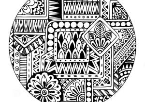 Coloriage Géométrique Adulte Mandala Blanc Sur Fond Noir
