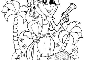 Coloriage Gratuit à Imprimer Jack Et Les Pirates Dessin   Colorier D Une Petite Fille Pirate Avec son Perroquet Et