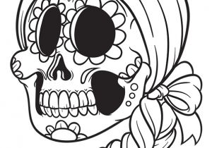 Coloriage Halloween Tete De Mort Tête De Mort En Sucre Mexicaine à Colorier