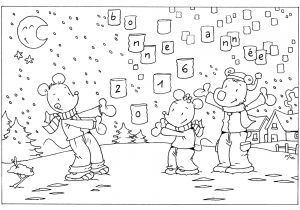 Coloriage Janvier Bonne Année En Classe Avec Ludo Janvier 2016