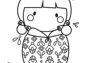 Coloriage Kokeshi Kimmidoll Dessin   Colorier D Une Poupée Kokeshi Clochettes De Muguet