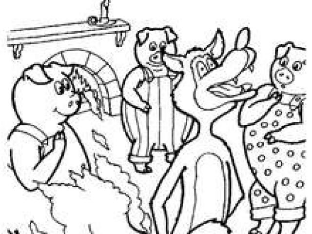 Coloriage 3 Petit Cochon Et Le Loup