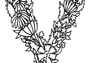 Coloriage Magique Lettres Capitales Alphabet Fleurs V