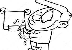 Coloriage Mains Qui Applaudissent Vecteur D Un Garçon Propre Caricature Lave Les Mains