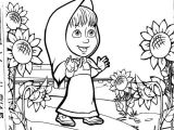 Coloriage Masha Et Michka Anniversaire Coloriage Masha Dans La Nature Dessin Gratuit   Imprimer