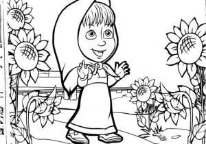 Coloriage Masha Et Michka Anniversaire Coloriage Masha Dans La Nature Dessin Gratuit   Imprimer