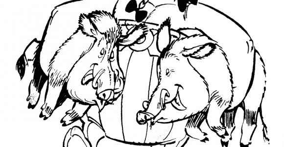Coloriage Obelix Sanglier Obélix Rentre De La Chasse Avec 2 Sangliers