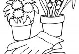 Coloriage Outils De Jardinage Des Fleurs De Muguet Et Un Rhododendron En Pot Avec Des Outils De
