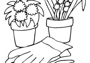 Coloriage Outils De Jardinage Des Fleurs De Muguet Et Un Rhododendron En Pot Avec Des Outils De