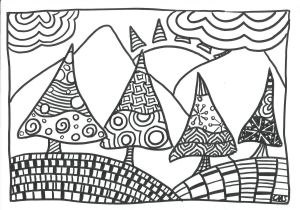 Coloriage Paysage De Noel Coloriage Les Sapins