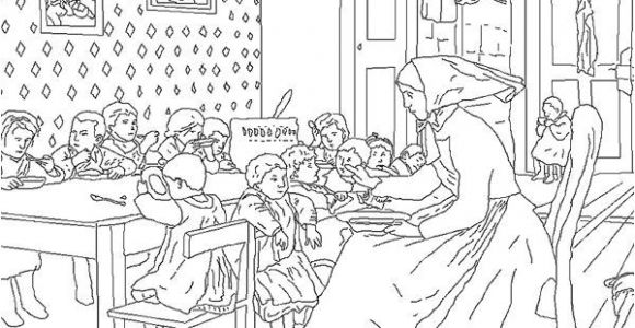 Coloriage Peintre Celebre Albert Anker Coloring Famous Paintings Pinterest