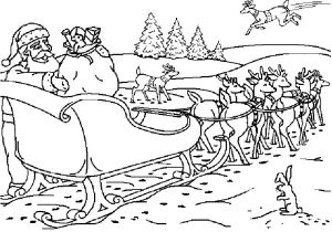 Coloriage Pere Noel Et Ses Rennes Coloriage Pere Noel Dans son Traineau