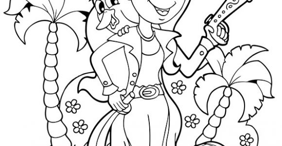 Coloriage Pirate Des Caraibes à Imprimer Gratuit Dessin   Colorier D Une Petite Fille Pirate Avec son Perroquet Et