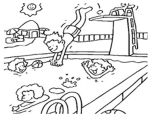 Coloriage Piscine Avec toboggan Coloriages D 39 Objets Piscine A La Piscine Dessin Deplim