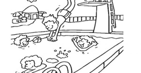 Coloriage Piscine Avec toboggan Coloriages D 39 Objets Piscine A La Piscine Dessin Deplim
