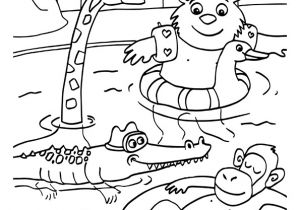 Coloriage Piscine Cp Dessin   Colorier Des Animaux Rigolos   La Piscine