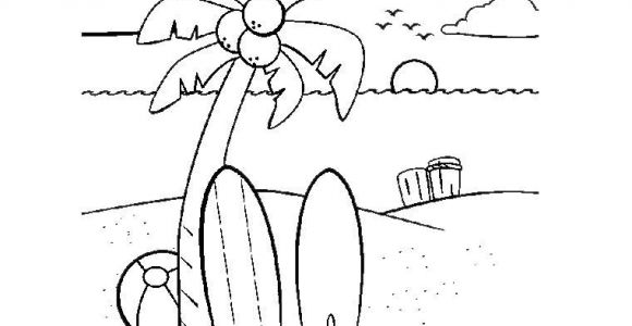 Coloriage Plage Palmier Coloriage Palmier Plage Surf Ballon Jecolorie