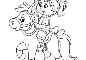 Coloriage Poney Et Cheval Une Petite Fille Sur Le Dos De son Poney Dessin à