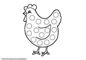 Coloriage Poule Et Poussins Coloriage   Gommettes La Poule Rami
