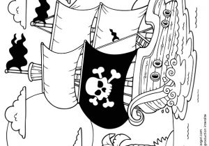 Coloriage Pour Enfant A Colorier Un Grand Navire De Pirate Qui Vient De Quitter Une Petite