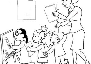 Coloriage Pour Maitresse D Ecole Coloriage Maîtresse Et Élèves à L école