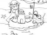 Coloriage Pour Moi Coloriage D Une Fillette sous Un Parasol Avec son Ch¢teau De Sable