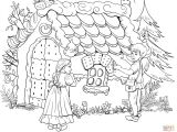 Coloriage sorcière Hansel Et Gretel Hansel Tastes A Bit Of the Roof Of the Gingerbread House Coloring