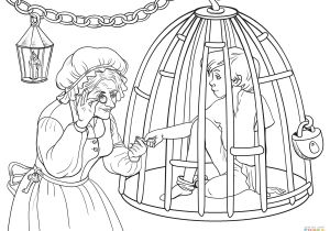 Coloriage sorcière Hansel Et Gretel the Witch is Checking if Hansel is Enough Fat to Eat Him Coloring