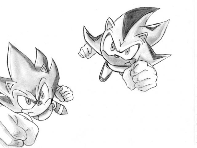 Coloriage Super Sonic Et Super Shadow